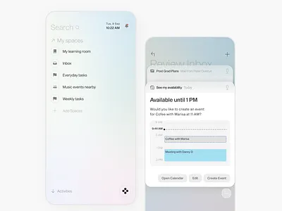 OS-1. A new way to communicate. calendar chat design home screen interface operational system os tasks to do