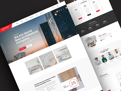 Architecture Landing Page & Responsive Design architect architectueral architecture branding building company construction design elementer extrtior graphic design interior materials portfolio ui