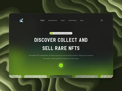 NFT — Landing page concept bitcoin crypto art cryptocurrency doge gradient gradient blur header header design landing apge marketplace modern neon nft nft art nft marketplce noise ui web webdesign website