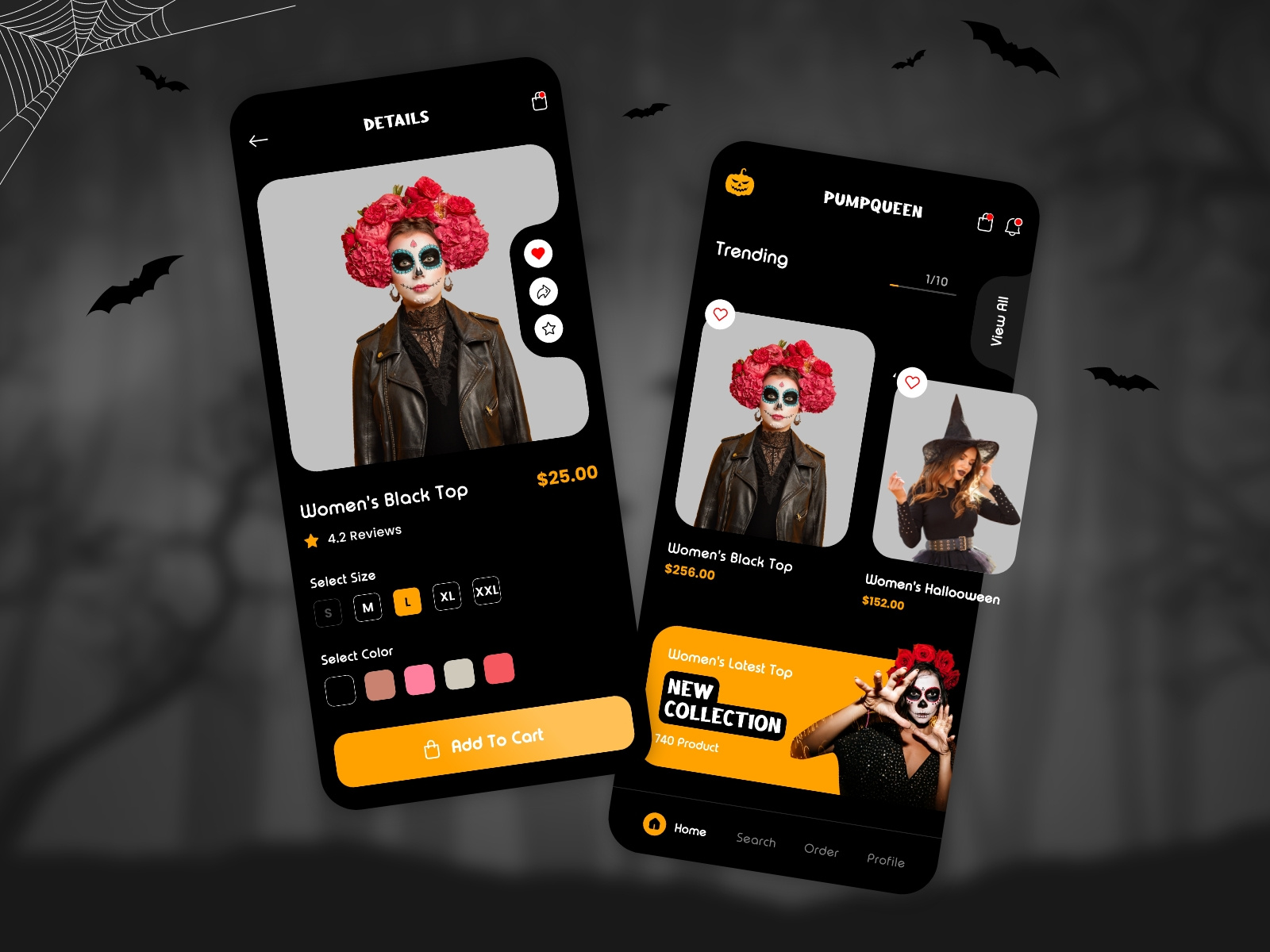 Halloween eCommerce App UI Concept app app design app development ghost halloween halloween app halloween design helloween holiday illustration mobile mobile app mobile app design mobile ui pumpkin ui ui ux user interface user interface design vampire