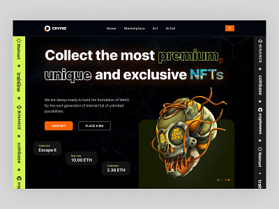 NFT Marketplace Website Design buy and sale crypto cryptocurrency exclusive nft landing page marketplace minimal nft nft marketplace nft web nft website design pixency ui ui design ux ux design website