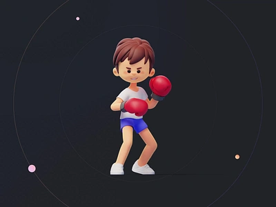 3D Illustration Sports Pack - Boxing 3d animation blender boxing c4d character character design cute fight fitness game gloves icon illustration minimal motion graphics sport ui workout