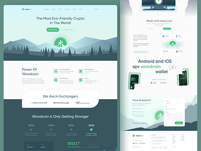 WoodCoin — Crypto company website blockchain crypto crypto project design figma illustration ui uiux ux vector web3 webdesign