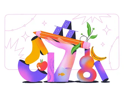 Creative Storm apple art artist branding cards color palette colorful design flat gradient hand illustration illustrator modern portfolio shapes stars