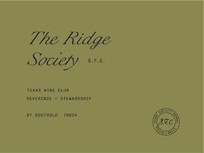 The Ridge Society branding natural wine typography wine wine club winery