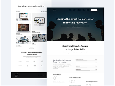 Digital Agency Service Page booking branding design digital agency header illustration landingpage logo minimal minimal design modern design service service page testimonials ui uiux uiux design ux web website