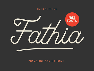 Fathia - Free Monoline Script Font brand identity branding design display font free free font freebie logo monoline script script font type typeface vintage