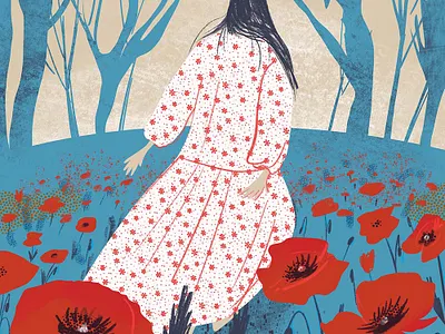 Girl walking in wildness beautiful book illustration design editorial fashion girl illustration procreate woman