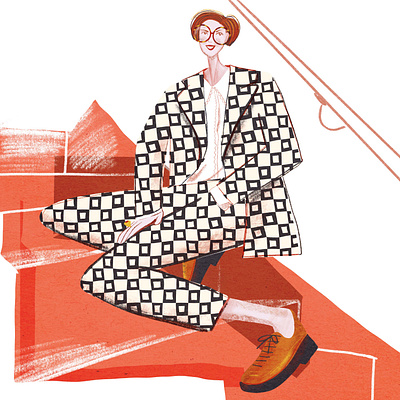 Woman in cute suit book illustration design editorial fashion girl graphic design illustration magazine procreate suit textures woman