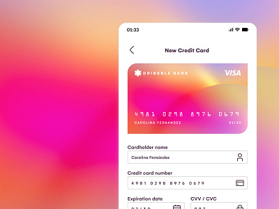 Add a new Credit Card app bank banking credit card design figma finance gradient mobile ui ui design ux ux design