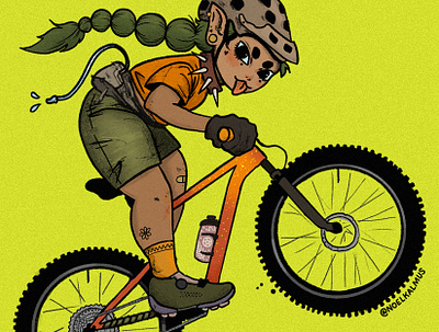 MTB BADDIE bike illustration mountain bike procreate