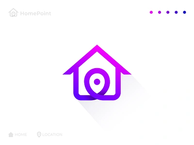 Home point - Logo design concept brand mark branding building creative mark home home identity icon location logo logo design logo identity mark point premium real estate logo unused