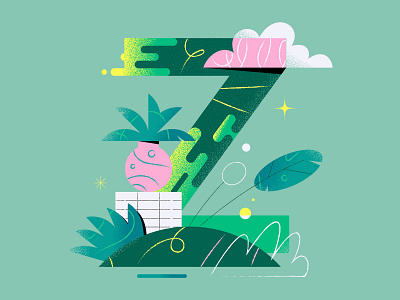 Letter Z - 36 days of type 2022 36 days of type 36dot challenge design green illustration leo alexandre letter lettering nature plants type vector z zen