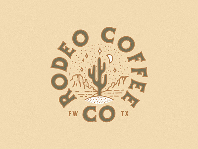 Rodeo Coffee Co Branding branding branding and identity cactus circle coffee coffee truck desert fort worth landscape logo moon night night sky saguaro seal stars texas western