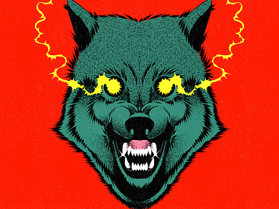 💥ON SALE💥 つづく aesthetic angry cartoon design electric eyes graphic design illustration vector vintage wolf