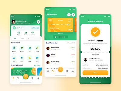 Wallet App app bank card credit e money e wallet figma green mobile mobile app mobile app design mobile design mobile ui money transaction ui wallet yellow
