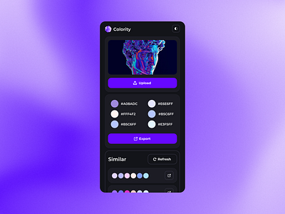 🎨 Colority | Image Color Palette Tool app color dark mode design minimalistic mobile modern palette ui ux ux design web app