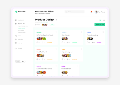 TrackPro ( project tracker webapp ) dashboard product design ui uiux ux web design webapp