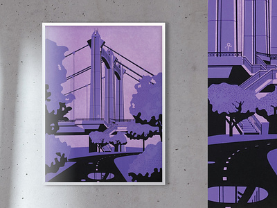 Purple Rain bridge halftone illustration minneapolis minnesota nature parks poster poster show prince printmaking purple rain reflection screenprint trees