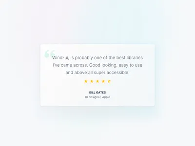 User review card, Wind UI library review card tailwind tailwind components tailwind css tailwind library tailwindcss testimonial testimonial card ui ui library user review