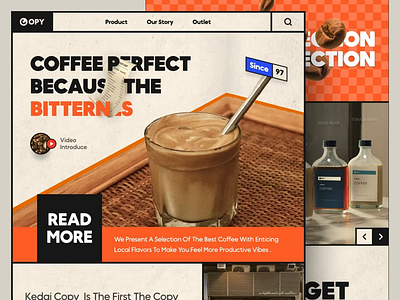 Copy Coffee Website aesthetich best branding cafe clean coffee cup daily design graphic design indi landing page layout milenials minimalist popular product senja ui website