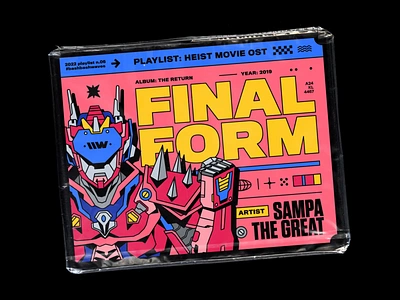 Sampa The Great – Final Form 70s armor bashbashwaves character design design heist movie ost hip hop illustration knight mecha motion design ninja tune plastic bag plastic wrap playlist rhox sailordanny sampa the great typography vintage