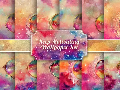 Keep Motivating Wallpaper Set design digital paper graphic design illustration vector
