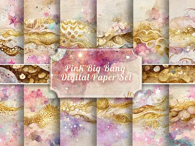 Pink Big Bang Digital Paper Set design digital paper graphic design illustration vector wallpaper