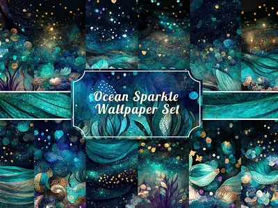 Ocean Sparkle Wallpaper Set design digital paper graphic design illustration vector wallpaper