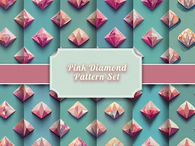 Pink Diamond Pattern Set design digital paper graphic design illustration seamless pattern vector wallpaper