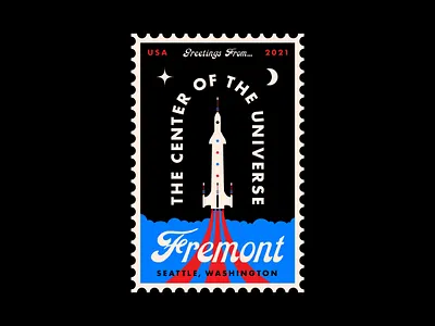 Fremont Rocket fremont futura illustration rocket seattle space stamp