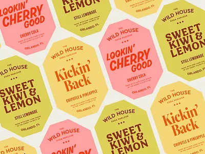 the wild house - soda label designs beverage brand design brand identity branding cherry design drinks fb fmcg food and beverage juice kiwi label label design lemon logo packaging soda vector