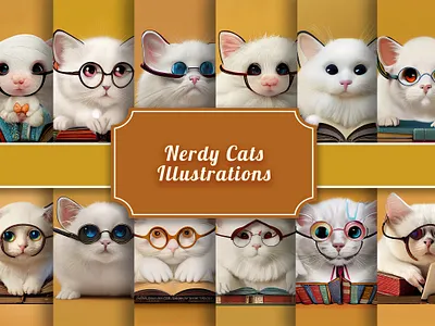 Nerdy Cats Illustrations design digital paper graphic design illustration vector wallpaper