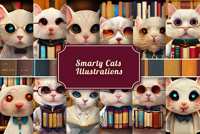 Smarty Cats Illustrations design digital paper graphic design illustration vector