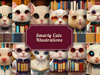 Smarty Cats Illustrations design digital paper graphic design illustration vector