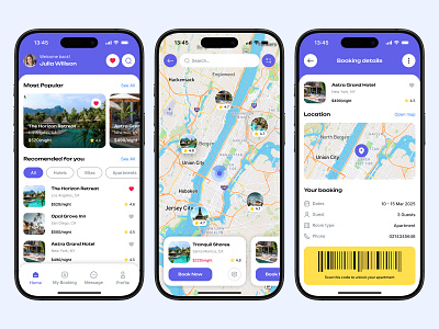 Hotel Booking Mobile App Design booking booking details figma horeca hotel hotel on map ios mobile app mobile design ui ui design ux