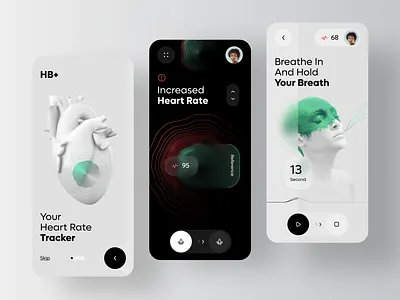 HB+ - Heart Rate Monitor App ai app care design develoopment ehr ems health mobile monitor phr phs pmr tense tracker ui ux web 3.0 web3