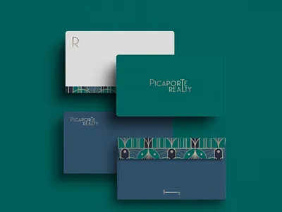 PR STATIONARY artdeco blue brand brand identity branding cards design green identity illustration inspiration logo notecards real estate realty stationary