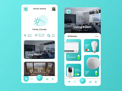 Smart Home Application ac app app design apple branding design figma glass graphic design home house illustration living room logo mobile app smart smart home technology ui uiux