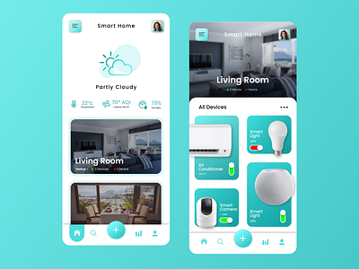 Smart Home Application ac app app design apple branding design figma glass graphic design home house illustration living room logo mobile app smart smart home technology ui uiux