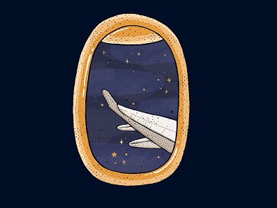 Wing 2d digital art dreamy flight icon illustration illustrator oblong plane sly sparkle window wing