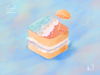 Beach beach cake design illustration isometric