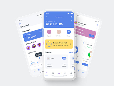 Investment Portfolios app design finance investment ios kit mobile template tramkam ui