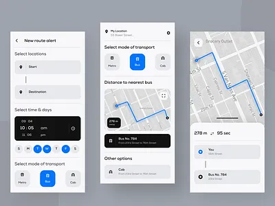 Transportation Tracker App UI app design design destination minimalist transport alert app transport app travel app ui ui design