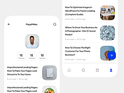 Profile Page | Blog App app blog app blogapp blogging courses design flat list listscreen mobile app mobileapp profile profile screen profilepage profilescreen ui uid