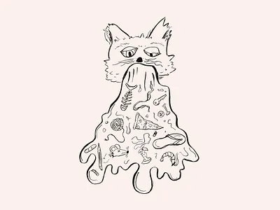 Cat Spew outline cat design fine liner graphic design hand drawn illustration line drawing outline sketch vomit