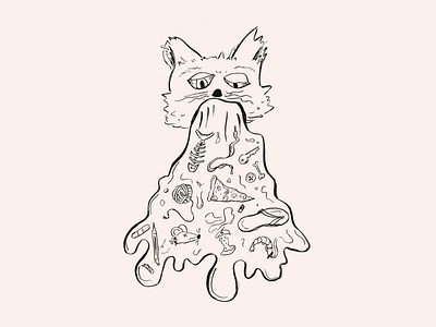 Cat Spew outline cat design fine liner graphic design hand drawn illustration line drawing outline sketch vomit
