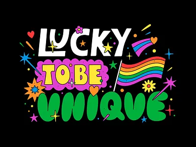 LUCKY TO BE UNIQUE / LUCKY STRIKE illustration lettering luckystrike mexico city pride