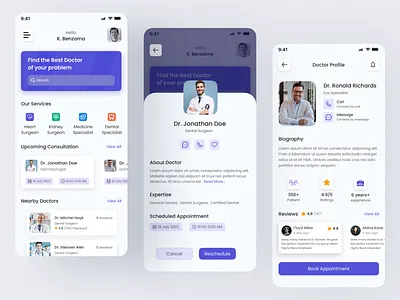 Medical appointment app design app app design app developer app ui application creative design doctor graphic design medical medical app minimal mobile app ui ui design ui designer uiux uiux design ux design ux designer