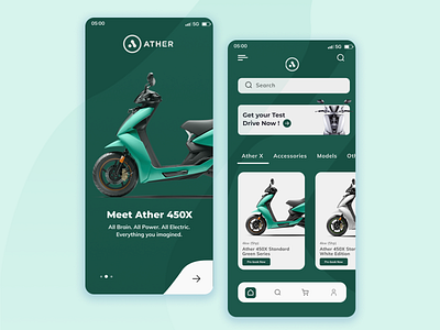 Mobile App for Ather EV Bikes app design ather bike bike ride carbon footprint clean ui ev minimal mobile motorbike mvp navigation pixelspider rent ride tesla transport ui ux